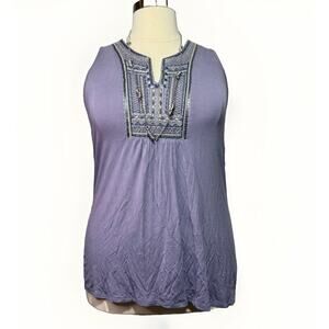 Knox Rose Sleeveless Top Women’s Size XXL Soft Purple Metallic & Lace
